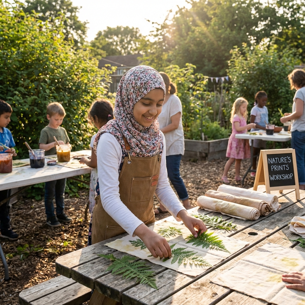Anak Muslim Membuat Ecoprint
